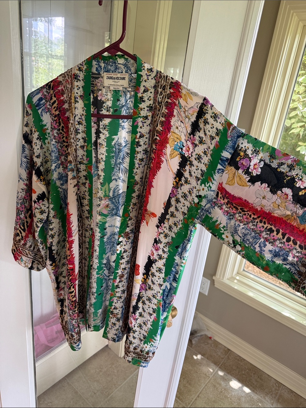 Zadig & Voltaire Mix Print Tong Silk Kimono Jacket